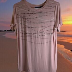 Apt. 9 small NWT light pink lightweight sh sleeve woman's t shirt w/gold print